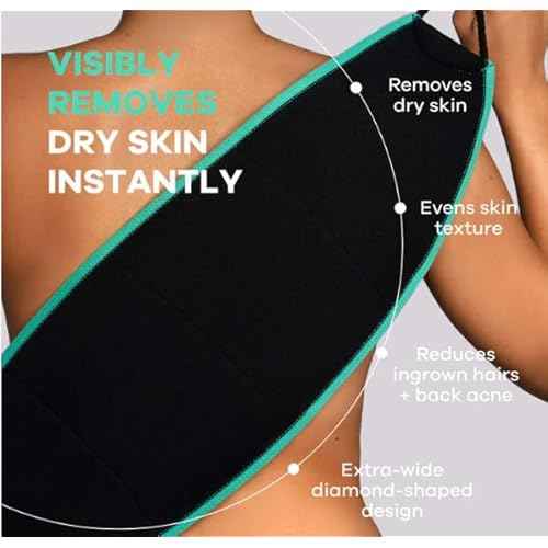 Dermasuri - Deep Exfoliating Back Scrubber - Bath & Shower Back Scrub - Body Exfoliator Scraper Tool - Deep Exfoliation Body Cleaner for Shower - 27" Long, 8" Wide