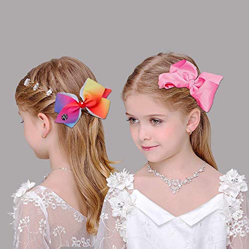 JOJO SIWA 12pcs Hair Bows Clips for Girls (2 Set) - 5 Inches Alligator Clips for Girls Large Bow (1)