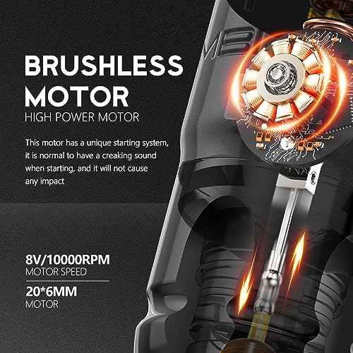 Ambition Lutin Rotary Tattoo Gun with Straight Drive Bar - Short Tattoo Machine Pen with Brushless Motor Strong Power Low Vibration with RCA Cord for Professional Tattoo Artist