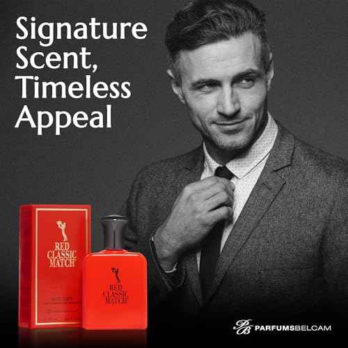 PB ParfumsBelcam Red Classic Match Eau de Toilette - Spicy Woody Amber Fragrance for Men, Long-Lasting Masculine Scent, Affordable Cologne Alternative, Signature Fragrance - 2.54 Fl Oz