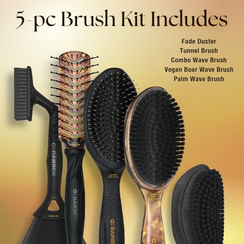 Olivia Garden Barber Wave Brush Collection ? Vegan Boar & Combo Bristle Variations, Palm, Tunnel, Fade Brushes