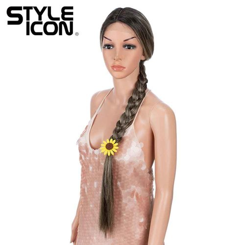 Style Icon 38" Super Long Straight Wigs 6" Deeper Middle Part Lace Lace Front Wigs Ombre Brown Synthetic Wig (38", NTSN4/UN8/12R)