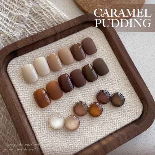 GAOY Nude Brown Gel Nail Polish Set, 6 Colors Beige Chocolate Caramel, UV Cure Gel for DIY Manicure at Home