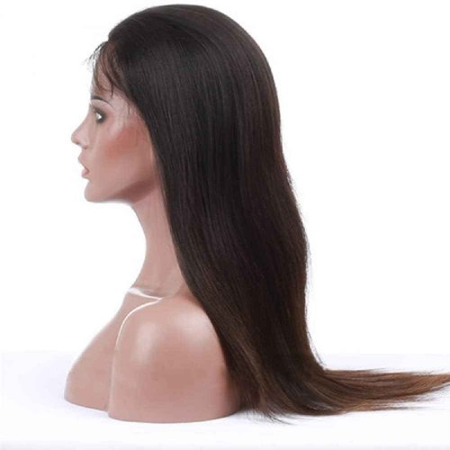 HERMOUS Full Lace Human Hair Wigs Straight HD Transparent Lace Pre Plucked Handmade Whole Lace Wig 12A Brazilian Virgin Remy Hair 180% Density Full Lace Wig Natural Black 8 Inch
