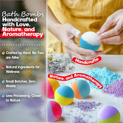 64 Pack Natural Bath Bombs Bulk Set ? 8 Scents, Organic Ingredients, Long-Lasting Bubbles, Relaxing Gifts for Women & Men, Self-Care, Birthday, Christmas & Stocking Stuffers