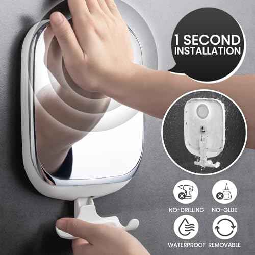 TAILI Shower Mirror Fogless for Shaving, Anti Fog Shaving Mirror with Razor Holder NO-Drilling,Removable,Shatterproof & Waterproof,Wall Mounted Bathroom Accessories with Powerful Suction(White)