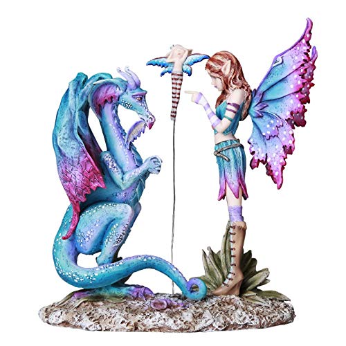 Pacific Giftware Fantasy Fairy Lecturing Bad Dragon Statue by Artist Amy Brown Tabletop Decorative Accent
