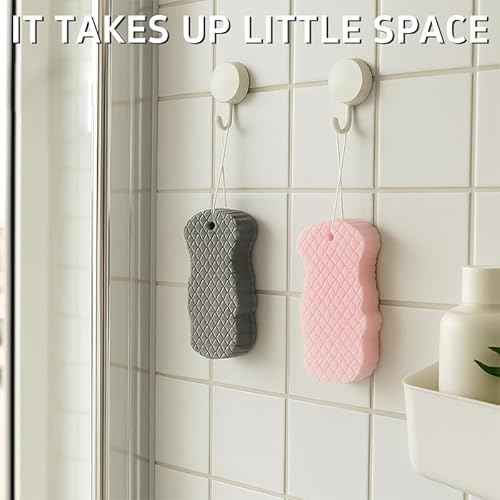Magic Exfoliating Bath Sponge, Super Soft Exfoliating Bath Sponge£¬Skin Friendly & Reusable,Remover Dead Skin for All Skin Types,for Men Women (2PCS-Pink+Gray)