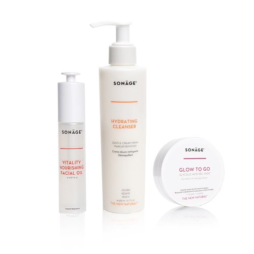 SONAGE Bare Essentials Set - 3 Piece Minimal Skincare Routine | Cleanse, Exfoliate, Nourish