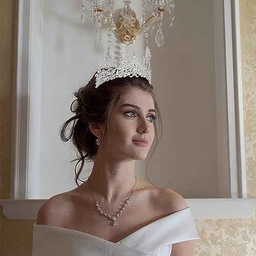 CURASA Silver Tiara and Crowns for Women Crystal Queen Crown, Wedding Tiaras for Bride Princess Crown for Little Girls Headpiece for Bridal Birthday Party Prom Halloween Pageant
