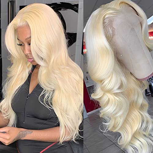 613 Lace Front Wig Human Hair 26 Inch Blonde Lace Front Wig Human Hair 613 Lace Frontal Wig for Women Pre Plucked with Baby Hair Brazilian Blonde Body Wave Wigs