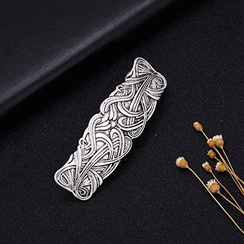 JKJF 2 Pcs Celtic Knot Barrette Vintage Hair Barrettes Metal French Hair Clips Engraved Headwear for Women Girls - Gold Silver Style 1