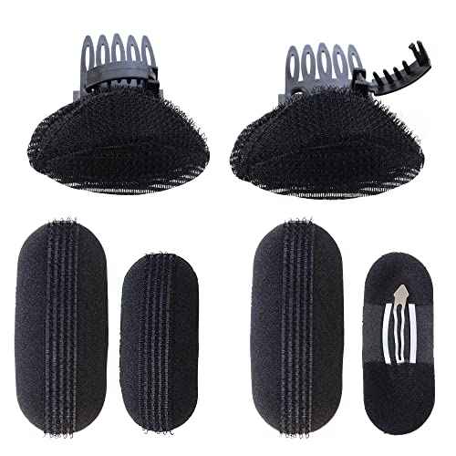 TCOTBE Women's Fluffy Princess Styling Volume Hair Pads(4) and Bump Up Combs(2) Inserts - 6 Pcs Set for DIY Hairstyles