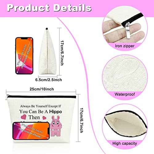 Mxrymvu Hippopotamus Gift Makeup Bag Hippopotamus Gift Hippo Lover Gift Cosmetic Bag Hippo Theme Inspirational Gift Funny Hippos Gifts Animal Lover Gift Birthday Christmas Gift Travel Makeup Pouch