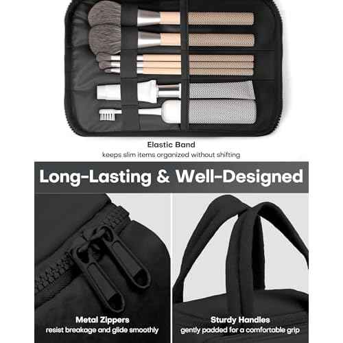 HOTOR Travel Toiletry Bag - Wide-Open Toiletry Bag for Women, Multi-Pocket Makeup Bag for Travel Essentials, Wet & Dry Separation Travel Accessories for Trip, Gym, 11.4" x 5.9" x 8.3", Black