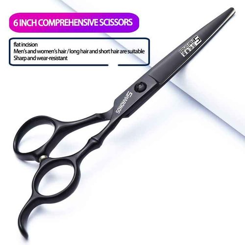 6 Inch Black Hairdressing Scissors Salon Hairdressing Tool Stainless Steel Hair Cutting Hair Thinning Hairdressing Scissors (6 inch 4PC)