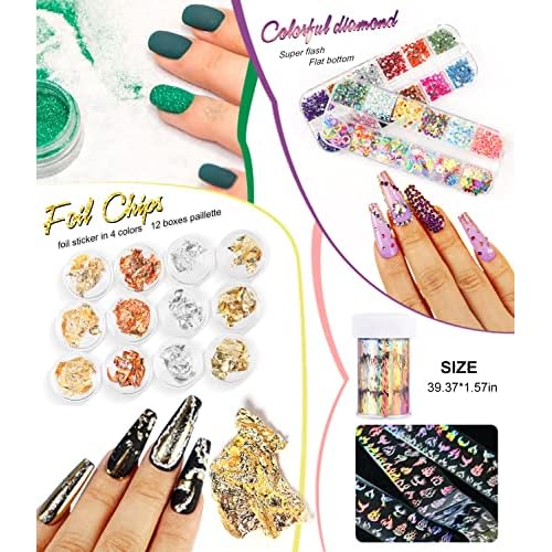 Major Dijit Acrylic Nail Kit with Nail Lamp, 0.35 oz White Clear Pink Black and More 12 Colors Acrylic Powder and Liquid Kit, Electric Nail Drill, Glitter, Nail Art Brushes,Nail Kit for Beginners