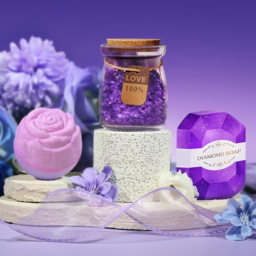 Christmas Gifts for Women, Birthday Gifts for Women, Christmas Gifts for Mom Spa Gifts for Wife, Girlfriend, Sister Christmas Gift, Gift Set Idea for Her-Purple Gift Basket