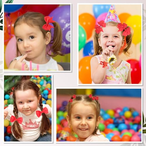 50PCS Red Hair Accessories Set - Grosgrain Ribbon Red Bows,Hair Clips,Hair Ties,Headbands, Uniform Hair Bows Accessories for Little Toddler Kids School Girls