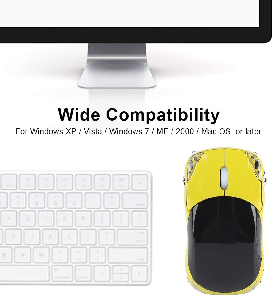 1600DPI Portable with 3 Buttons,10M 2.4G Bluetooth Optical with a Receiver Storage, for /ME/Windows PC/Tablet Gaming Office(Yellow)