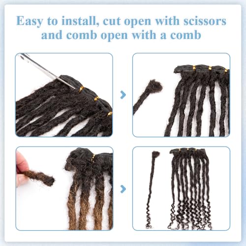 Originea 0.6cm 6-18 Inch 100% Human Hair Dreadlock Extensions Curly Ends Loc Extensions Human Hair For Women/Kids Handmade Permanent Loc Extensions Can Be Dyed Bleached Curled T30# 10 inch 30 Strands