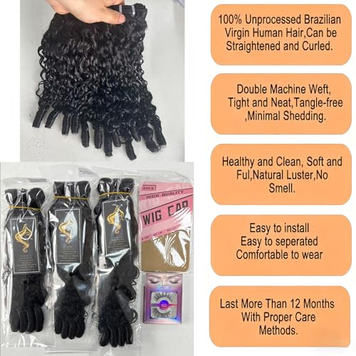 Burmese Curly Bundles Human Hair 3c4a 100% Unprocessed Brazilian Virgin Hair 3 Bundles Quick Water Weave with Spiral Curly End Raw Human Hair Extensions 16 18 20 Inch Natural Black