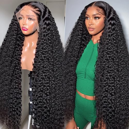 Lovelyworld Deep Wave Lace Front Wigs - Human Hair, 30 inch, 200 Density, HD Deep Curly Lace Front Wig