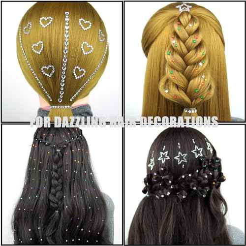 1038 Pcs of Hair Face Gems Rhinestones Pearls Stick on 15 Colors Hearts Star Gems Stickers Self Adhesive Face Hair Jewels, Stick on Rhinestones Pearls Stickers for Hair, Face, Festival Makeup, Crafts