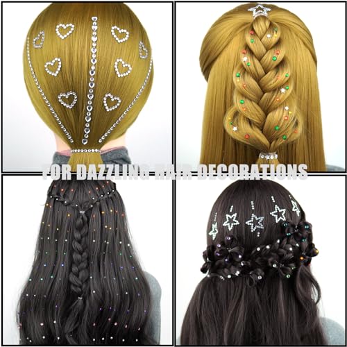 1038 Pcs of Hair Face Gems Rhinestones Pearls Stick on 15 Colors Hearts Star Gems Stickers Self Adhesive Face Hair Jewels, Stick on Rhinestones Pearls Stickers for Hair, Face, Festival Makeup, Crafts
