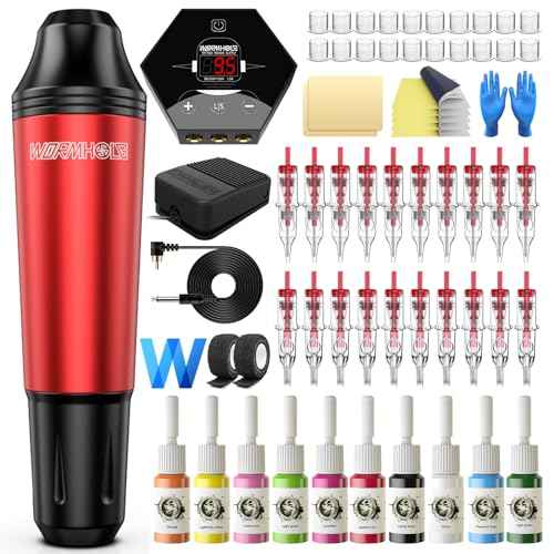 Wormhole Tattoo Machine Kit 20 Cartridge Needles Rotary Tattoo Practice Machine Kit Complete Tattoo Gun Kit 10 Tatttoo Ink for Beginners & Tattooist