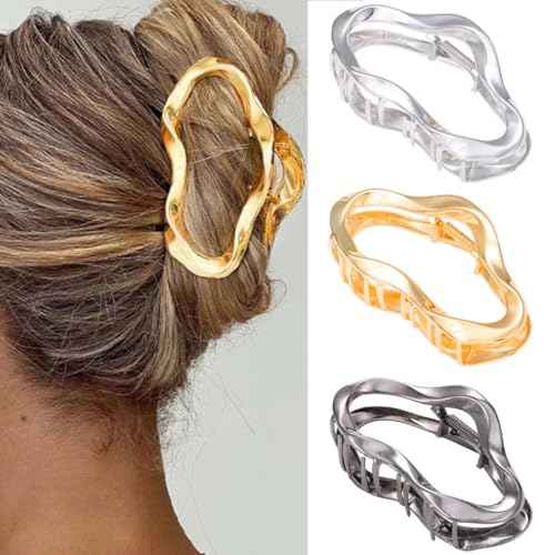 BARTOSI Metal Claw Clips Gold Hair Clips Large Hair Claw Clip for Thick Hair Fashion Hair Accessories for Women and Girls (Pack of 3)