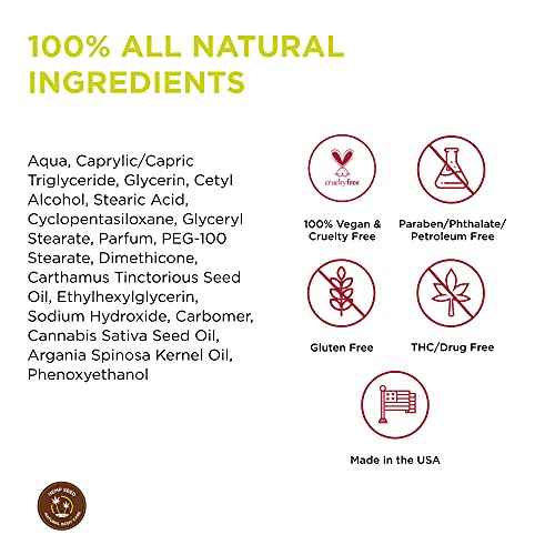 Hemp Seed Hand & Body Lotion - Soothe Dry Skin - Argan Oil, Hemp Seed Oil - Light, Non-Greasy Formula - Vegan & Cruelty Free