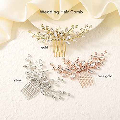 JAKAWIN Crystal Bride Wedding Hair Comb Silver Bridal Headpiece Rhinestone Hair Piece Accessories for Women HC113 (Silver)