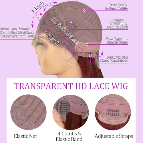 PANDA ANGEL Straight Lace Front Wigs Human Hair 13x4 HD Transparent Lace Front Wigs for Women Human Hair Reddish Brown Lace Front Wig N33# Colored Reddish Brown Full Frontal Wigs 20 Inch