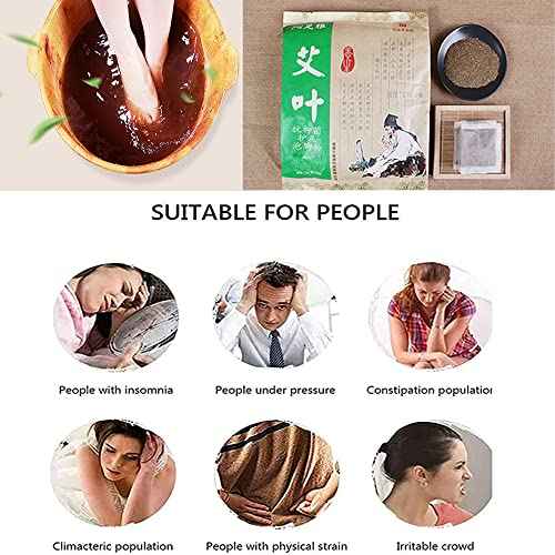 100Bags Mugwort Herb Foot Soak , Lymphatic Drainage Chinese Herbal Organic Wormwood Leg Foot Bath Bag, Chinese Herbal Foot Bath Spa Powder Kits Foot Reflexology Rela