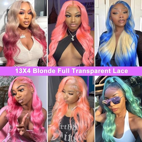 Blonde Lace Front Wig - Human Hair, 13x4 Inches, 24 Inches Long, Body Wave, 180% Density, Pre-Plucked, Glueless, 613 Frontal