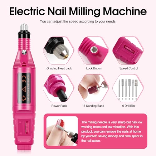 Acrylic Nail Kit for Beginners with Everything 3pc Professional Acrylics Powder 6pcs Gel Nail Polish 18pcs Glitter Decoration Powder Nails Kit Acrylic Set with Tips Nail Light and Drill DIY Gifts