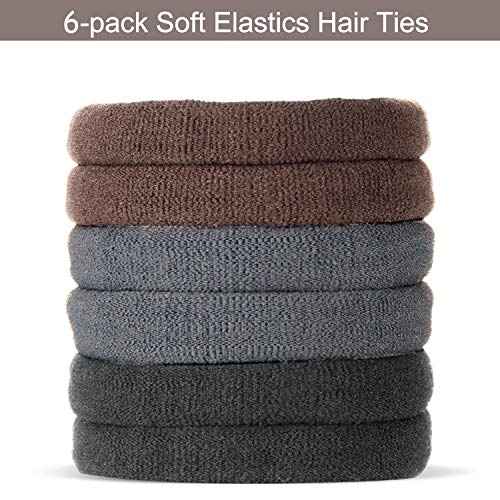 YaFex Hair Bun Maker Kit, Donut Bun Maker 4 Pieces (Large, Medium and Small), 6 Pieces Elastic Hair Ties, 20 Pieces Hair Bobby Pins, Brown