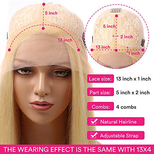 613 Lace Front Wig Human Hair 26 Inch Blonde Lace Front Wig Human Hair 613 Lace Frontal Wig for Women Pre Plucked with Baby Hair Brazilian Blonde Body Wave Wigs