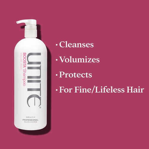 UNITE Hair - BOOSTA Shampoo - Volumizing, Sulfate-Free Shampoo for Fine, Limp Hair - Adds Volume, Body & Shine, Safe for Extensions, Vegan, Paraben-Free, 33 Fl Oz