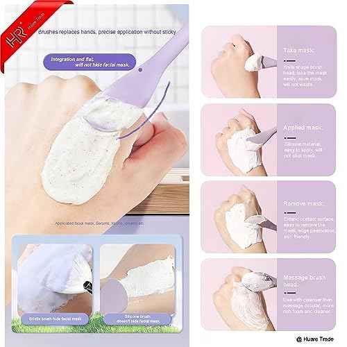 Silicone Face Mask Applicator 3 Packs, Huare Technology Facial Mask Brushes for Mud,Clay,Charcoal Mixed Mask,Soft Makeup Beauty Brush Tools for Apply Cream,Lotion (Pink+Purple+Gray)