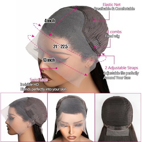 SIFULAN 13x4 Body Wave Lace Front Wig Human Hair 180% Density HD Transparent Lace Front Wig Pre Plucked Body Wave Frontal Wigs Human Hair for Black Women 26 inch Glueless Wig Natural Color