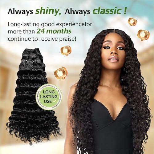 Raw Indian Human Hair Single Bundle, Triple Lifespan, Deep Wave, 18 Inch, Black, Curly, Thick, Fine, Hair Extension