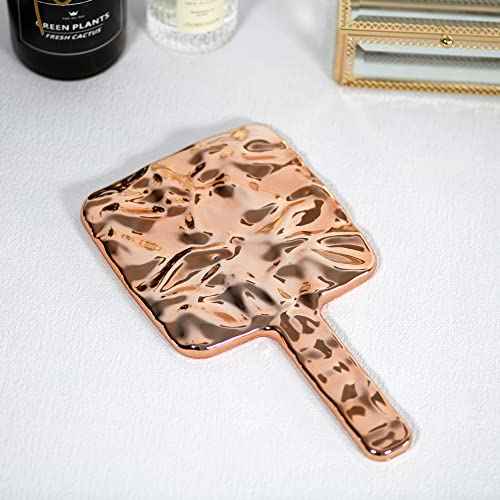 Hand Held Mirror Electroplate Mirror Rose Gold, Square 11x6.7inch