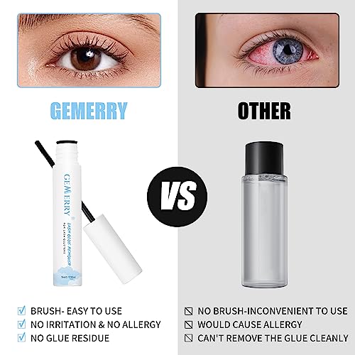 GEMERRY Lash Remover for Lash Extensions 5ml Eyelash Cluster Glue for Lash Clusters Self-Use Lash Extension Remover Gentle Mascara Wand Lash Glue Remover