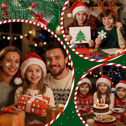 140+PCS Glow Christmas Temporary Tattoos for Kids Stocking Stuffers, Christmas Party Favors for Luminous Bulk Christmas Gifts, Christmas Accessories Kids Party Games Goodie Bag Stuffers
