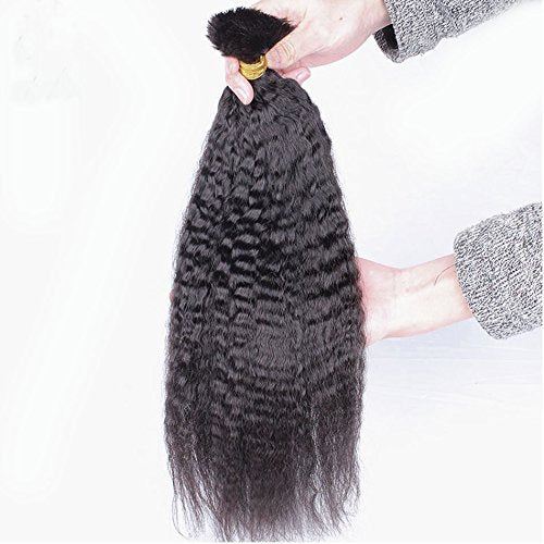 Hesperis Brazilian Afro Kinky Straight Hair 10A Mink Brazilian Virgin Hair Human Braiding Hair Bulk No Weft Brazilian Kinky Straight 100g Per Bundle (20inch, natural color)