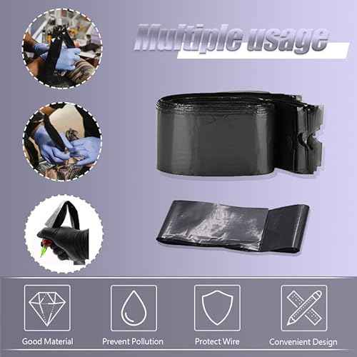 125pcs Pen Bags - Tattoo Cord Sleeves Black Clip Cord Covers Wrap