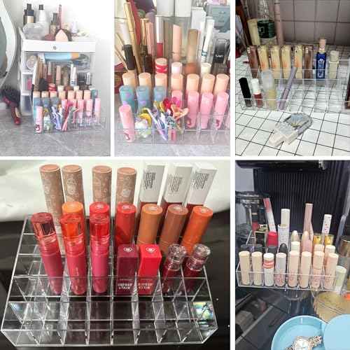 40 Grids Lipsticks Holder - Clear Acrylic Lipgloss Lipstick Organizer and Storage Display Case for Lip Gloss, Lipstick Tubes