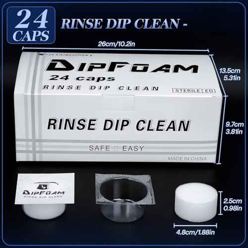 Dip Foam, 24Pcs Dip Caps Dip Foam Rinse Caps Cups Cleaning Tip Rinse Disposable Dip Clean Cap for Tattoo Needle Supplies Cleansing